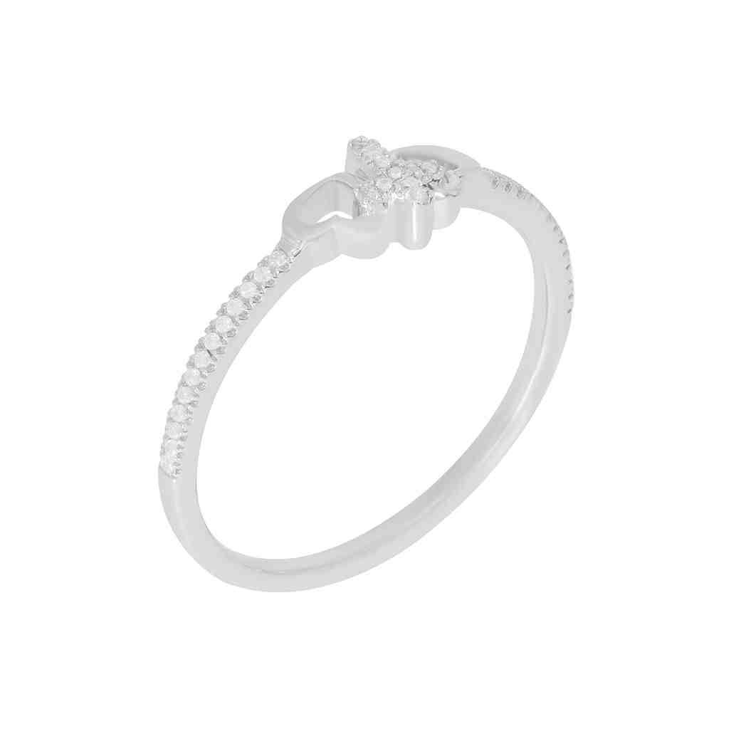 Tiny Cross Cubic Heart Ring LR11525A